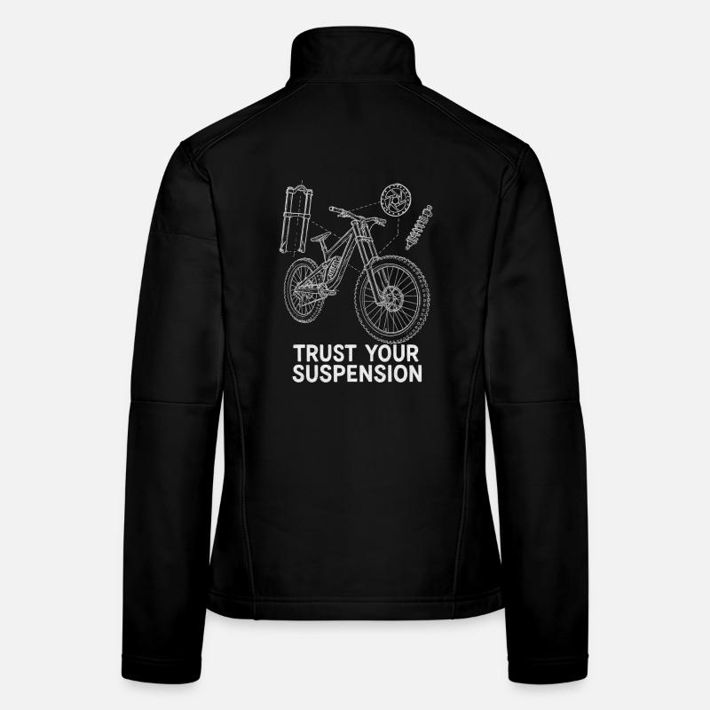 Downhill MTB Exploded Drawing – Suspension Art Women's Softshell Jacket