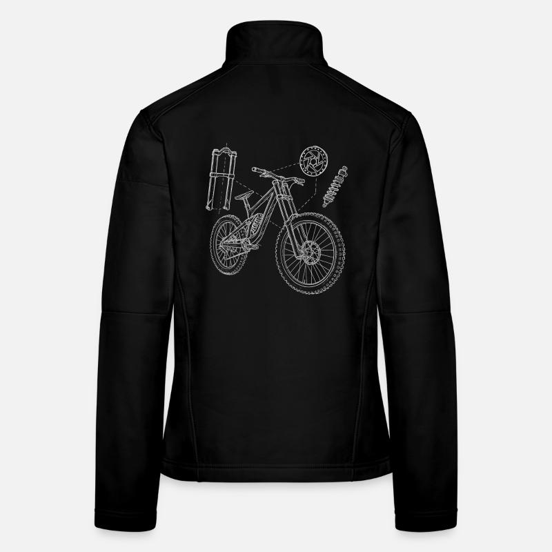 MTB Geometry Sketch: Downhill Exploded Drawing Women's Softshell Jacket