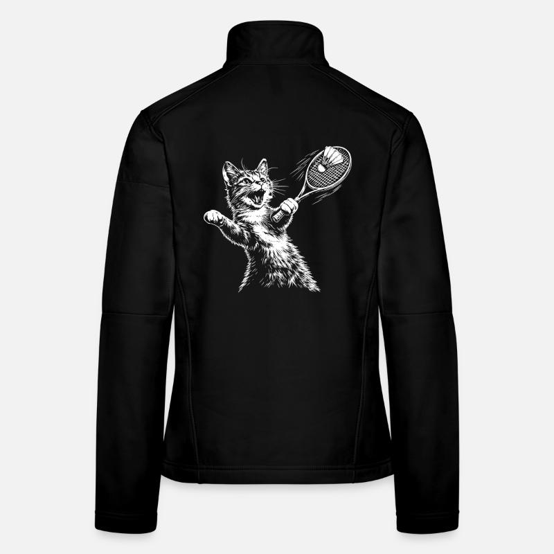 Funny Cat Badminton Shuttlecock Women's Softshell Jacket
