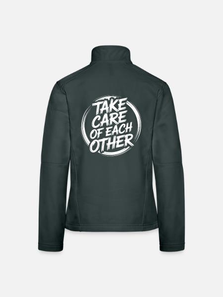 Kümmert euch umeinander - Frauen Softshelljacke - Schwarz - Hinten