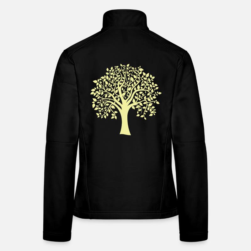 Icon Gelber Jumbo-Baum-Print-Silhouette Frauen Softshelljacke