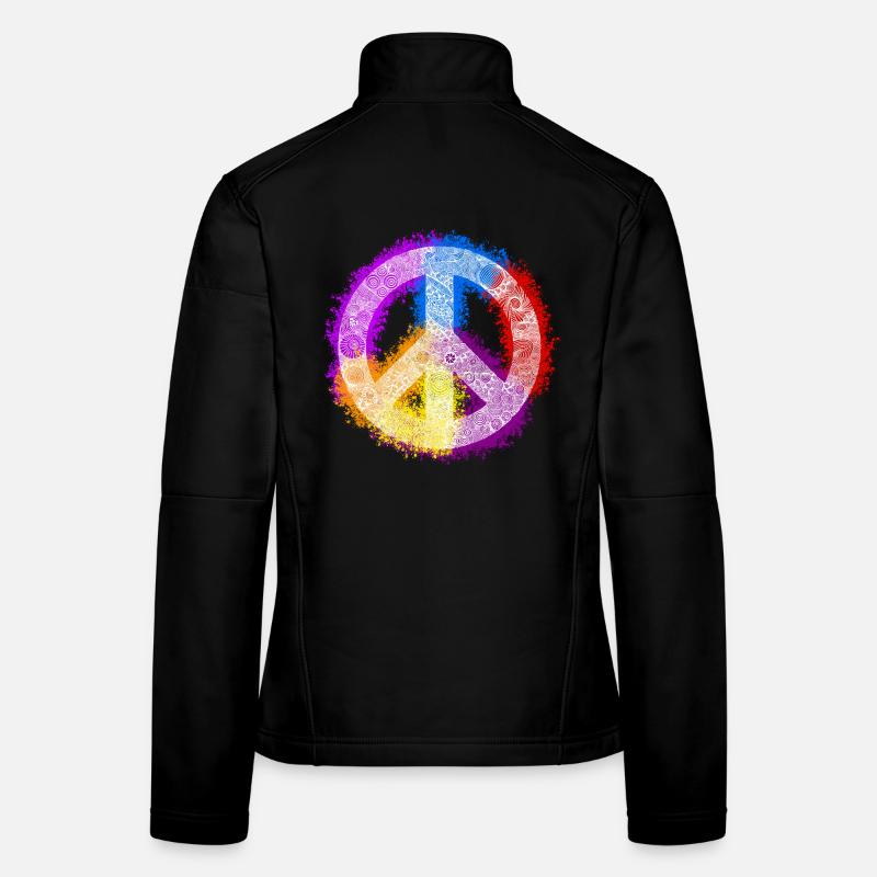 Zentangle-Peacezeichen - Frauen Softshelljacke - Schwarz