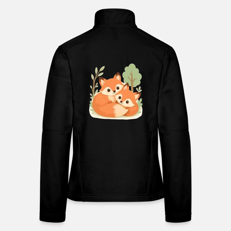 Couple de renards mignons dans la forêt Veste en tissu softshell Femme