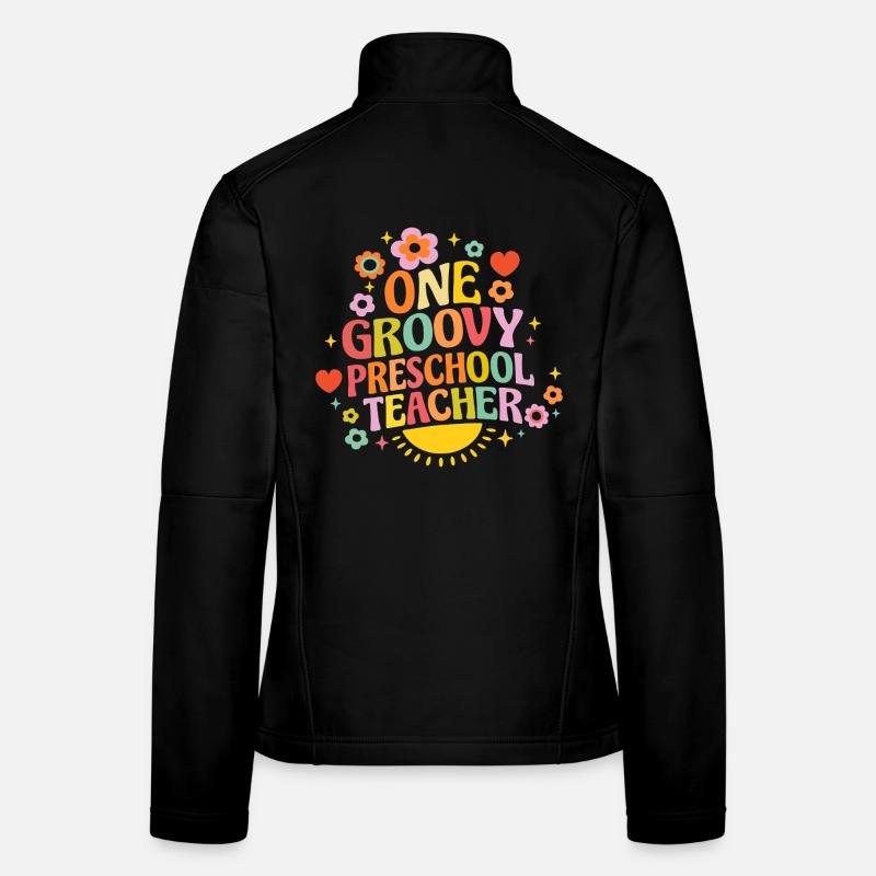 Enseignante de maternelle stylée avec du cœur et des fleurs Veste en tissu softshell Femme