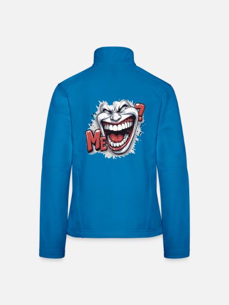 Crazy Laughing white face in a comics style - Women's Softshell Jacket - black - Back