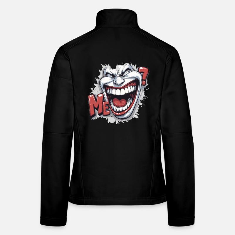 Crazy Laughing white face in a comics style - Veste en tissu softshell Femme - noir