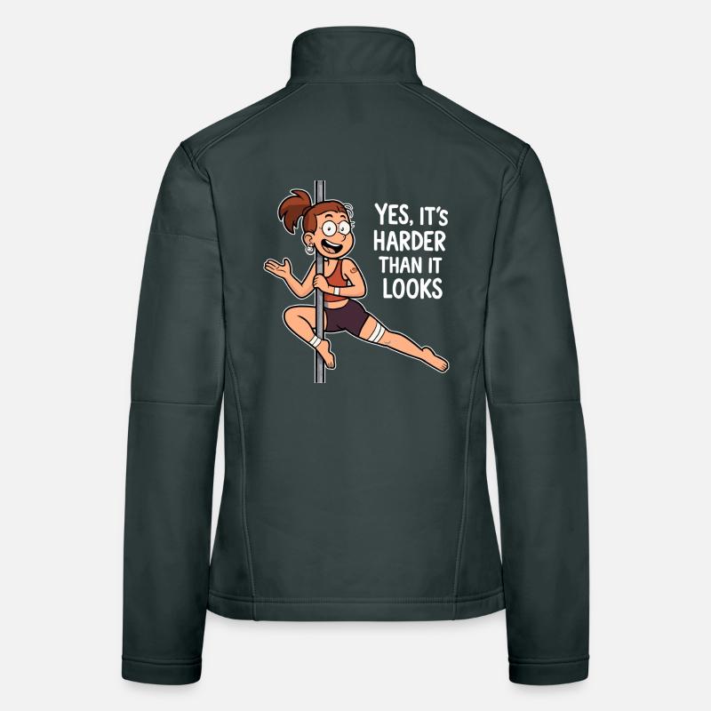 Dessin animé de pole dance – Plus difficile qu’il n’y paraît Veste en tissu softshell Femme