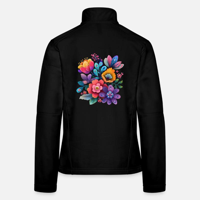 Blumen Bunte Blüten Floral Garten - Frauen Softshelljacke - Schwarz