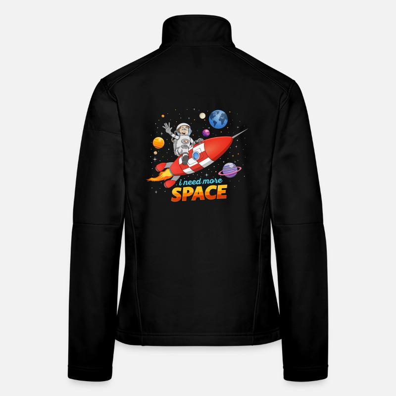 I Need More Space. Astronaut on rocket illustration Women's Softshell Jacket
