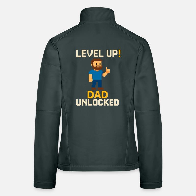 Level Dad Unlocked – Retro Pixel Art for Dads Women's Softshell Jacket