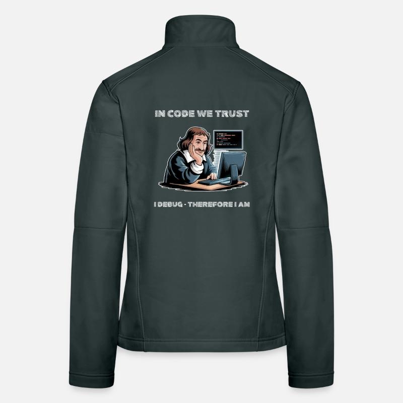 Philosopher Descartes Meme - for dark background Women's Softshell Jacket