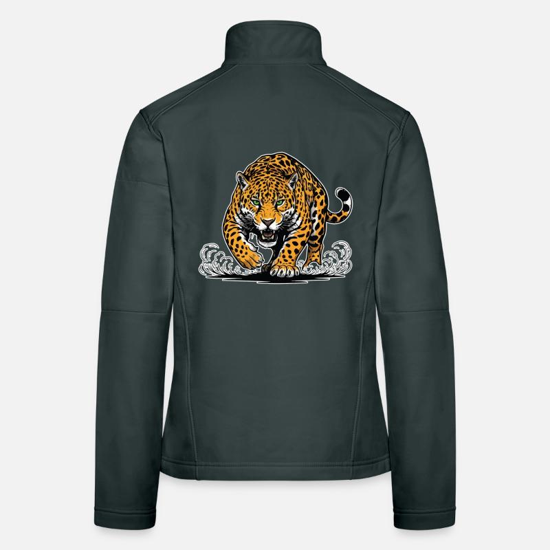 Jaguar Leopard Attack Water Mascot Predator Women's Softshell Jacket