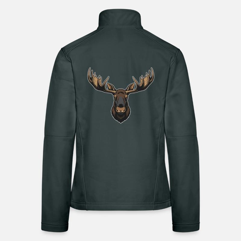 Majestic Elk Forest Logo Maskottchen Elch Frauen Softshelljacke