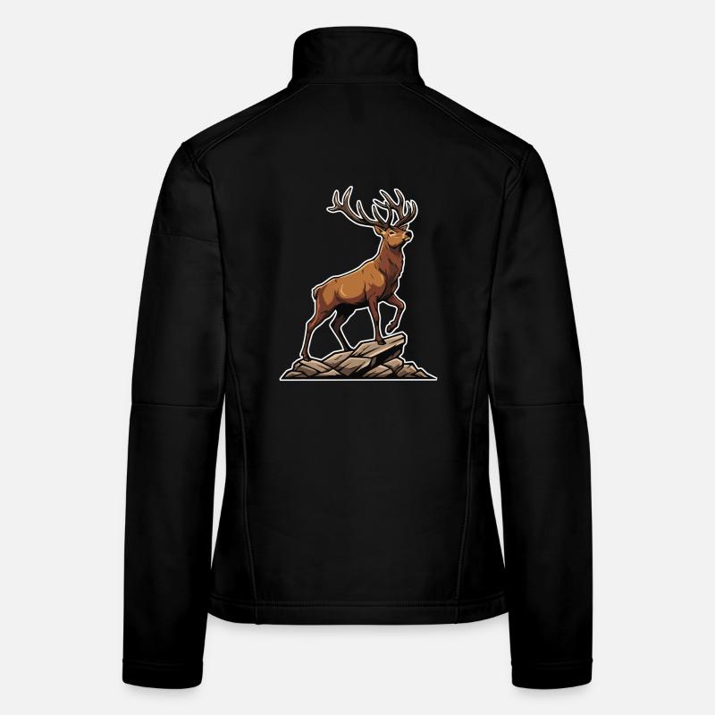 Majestic Deer Forest Logo Mascot Stag - Women's Softshell Jacket - black