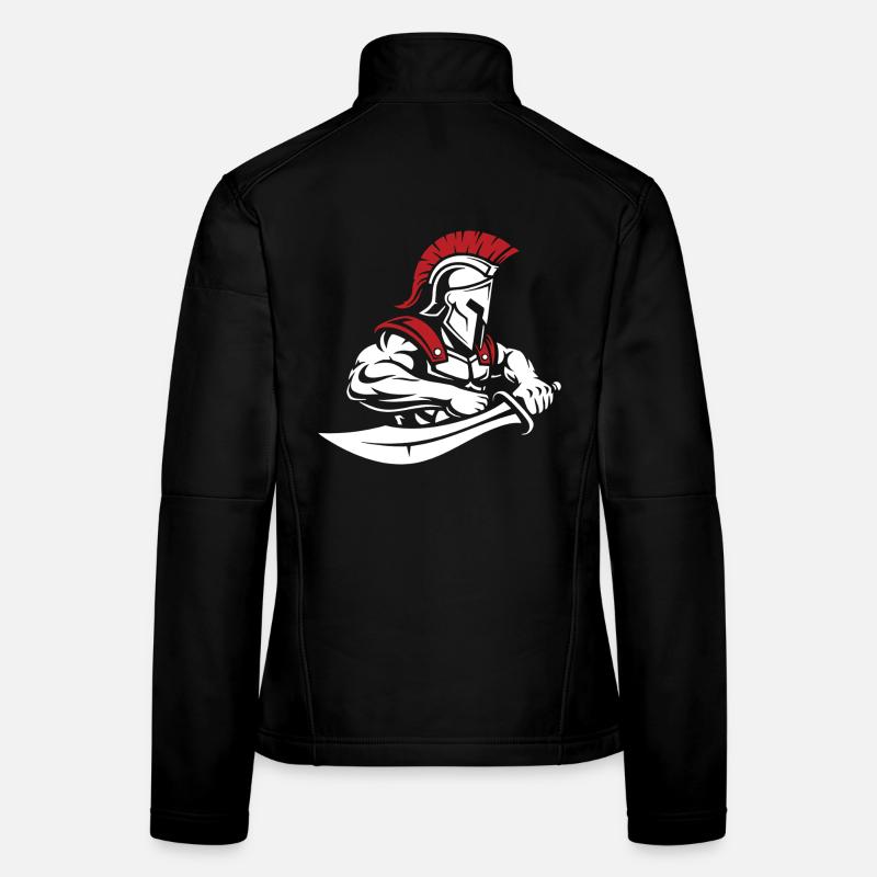 Spartan Warrior Sword Bust Spartan Mascot Women's Softshell Jacket