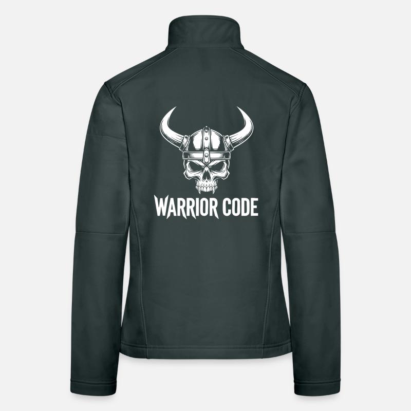 Warrior Code Crâne Viking Casque à Cornes Norse Veste en tissu softshell Femme