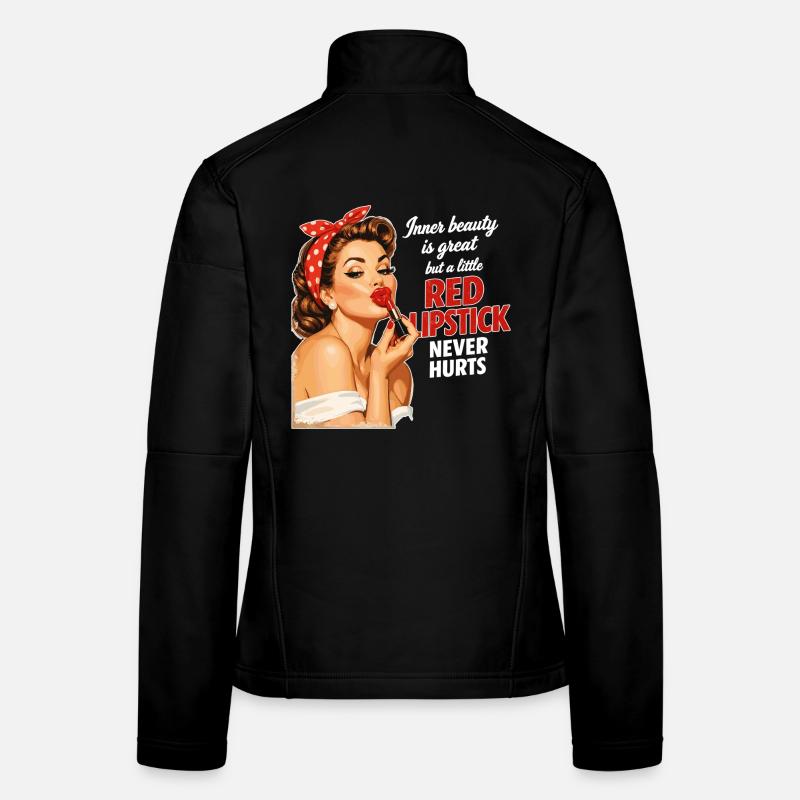 Pin-Up Girl Retro Design: Roter Lippenstift Frauen Softshelljacke