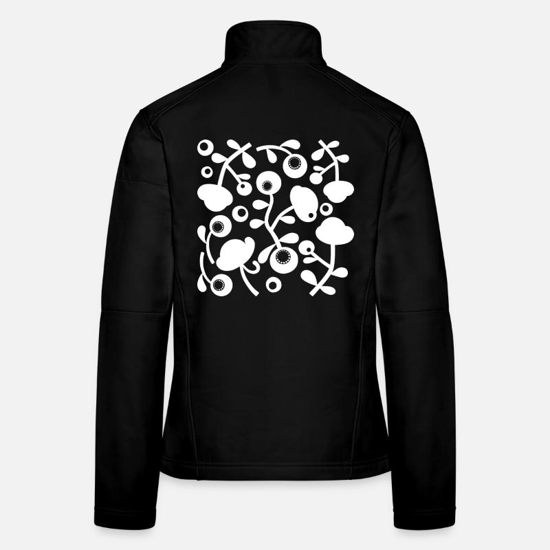 Pivoines abstraites L blanches transparentes Veste en tissu softshell Femme