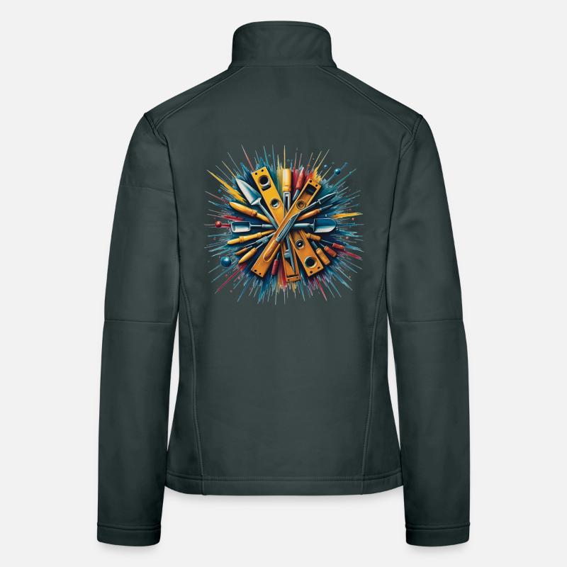 Construction Bricklayer Mason Tools Art Print Women's Softshell Jacket