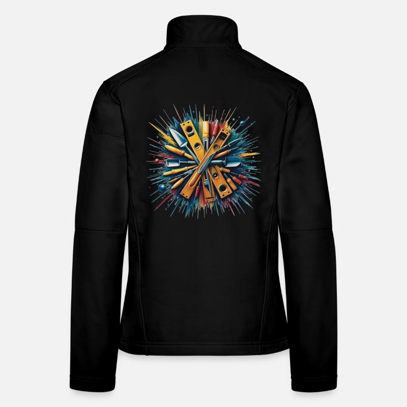 Baumauerwerkswerkzeuge Kunstdruck - Frauen Softshelljacke - Schwarz