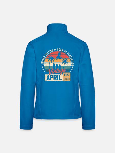 1977 April Birthday Legend April 1977 - Women's Softshell Jacket - black - Back