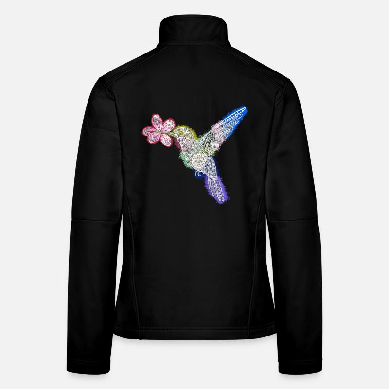 Colibri Zentangle avec fleur Veste en tissu softshell Femme