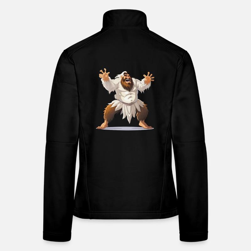 Yeti warrior in white loincloth Women's Softshell Jacket