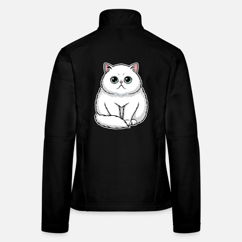Chat Persan Blanc Yeux Émeraude Portrait Premium Veste en tissu softshell Femme