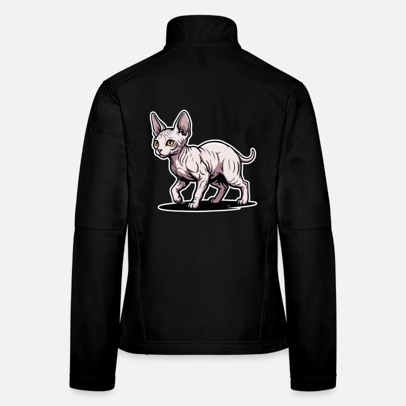 Chat Sphynx Sans Poil Marche Portrait Design Veste en tissu softshell Femme