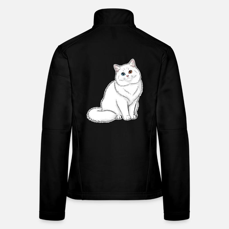 Weiße Katzen-Angora-Augen Minnows-Porträt Elegant Frauen Softshelljacke