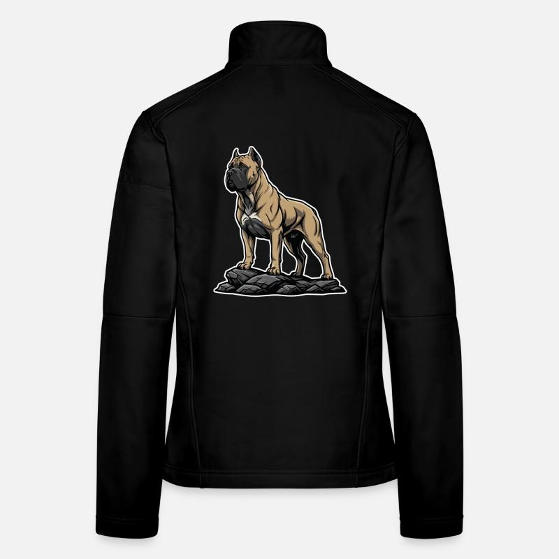 Chien Cane Corso sur Rocher Portrait Puissant Veste en tissu softshell Femme