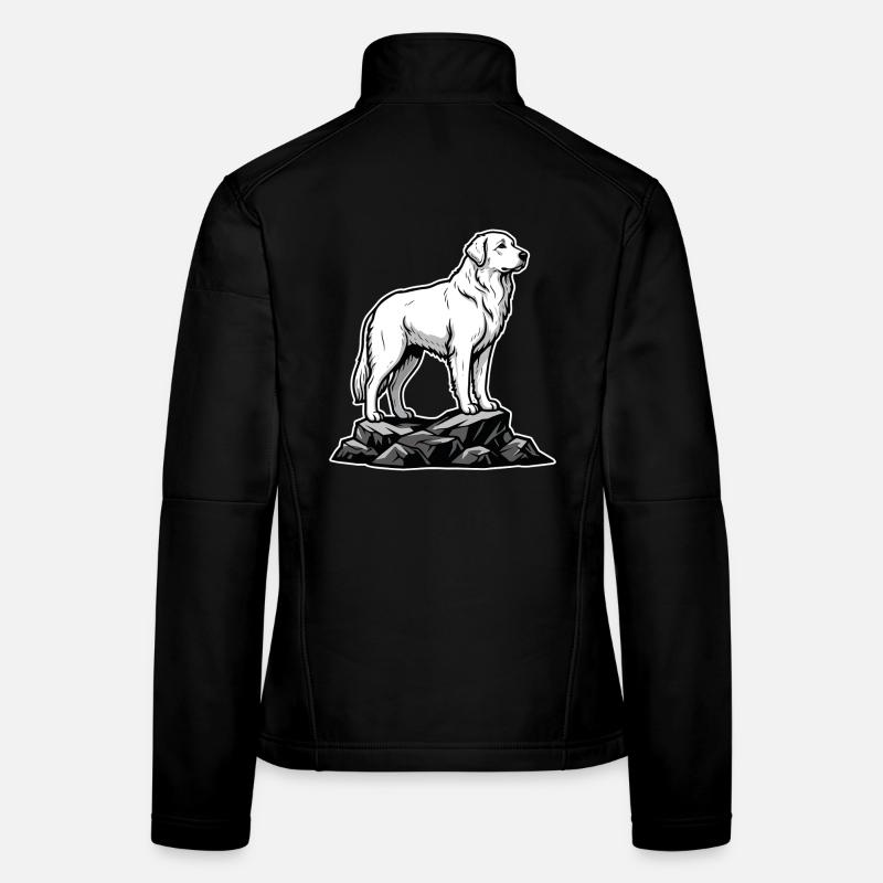 Dog Pyrenean Mountain Patou on Rock Women's Softshell Jacket