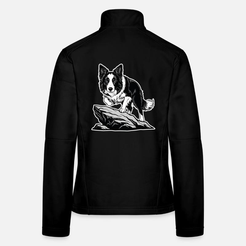 Chien Border Collie sur Rocher Portrait Agilité Veste en tissu softshell Femme