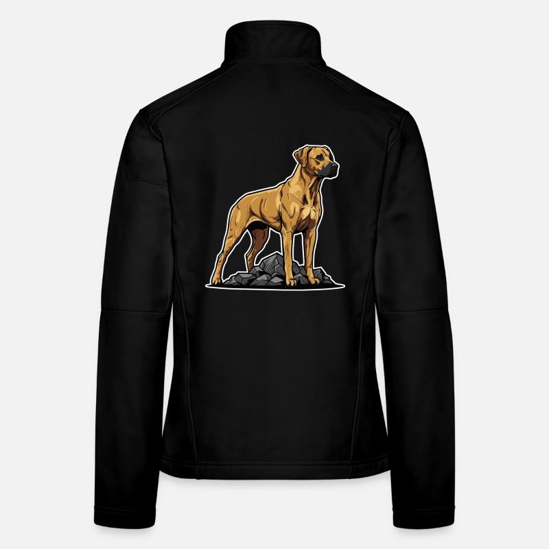 Chien Rhodesian Ridgeback sur Rocher Portrait Fier Veste en tissu softshell Femme