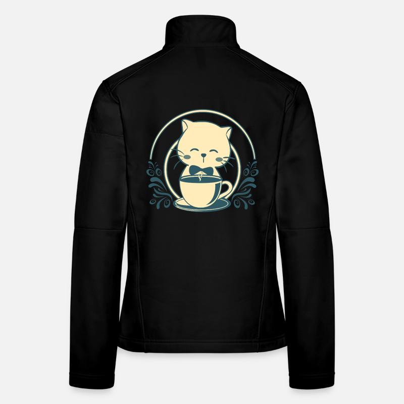 Kawaii Tea Cat – Cute Vintage Tea Cup Women's Softshell Jacket