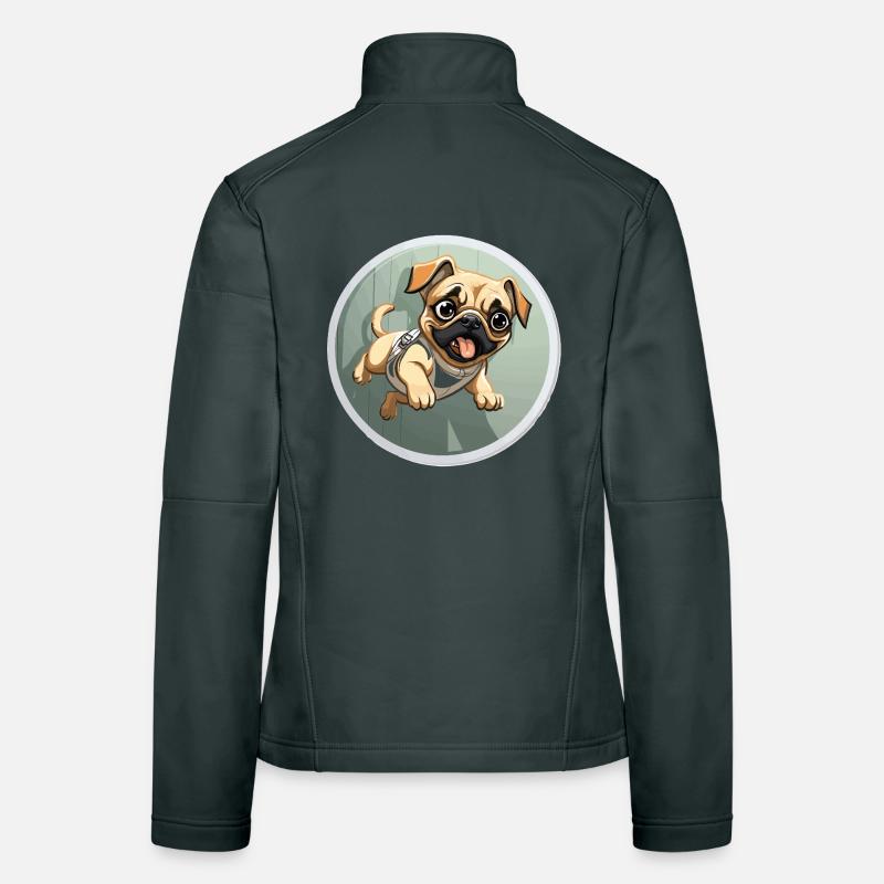 Quiekender Pug Sprinter Frauen Softshelljacke