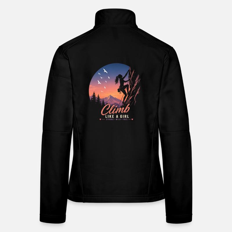 Climb Like a Girl Sunset Climbing Design Women's Softshell Jacket
