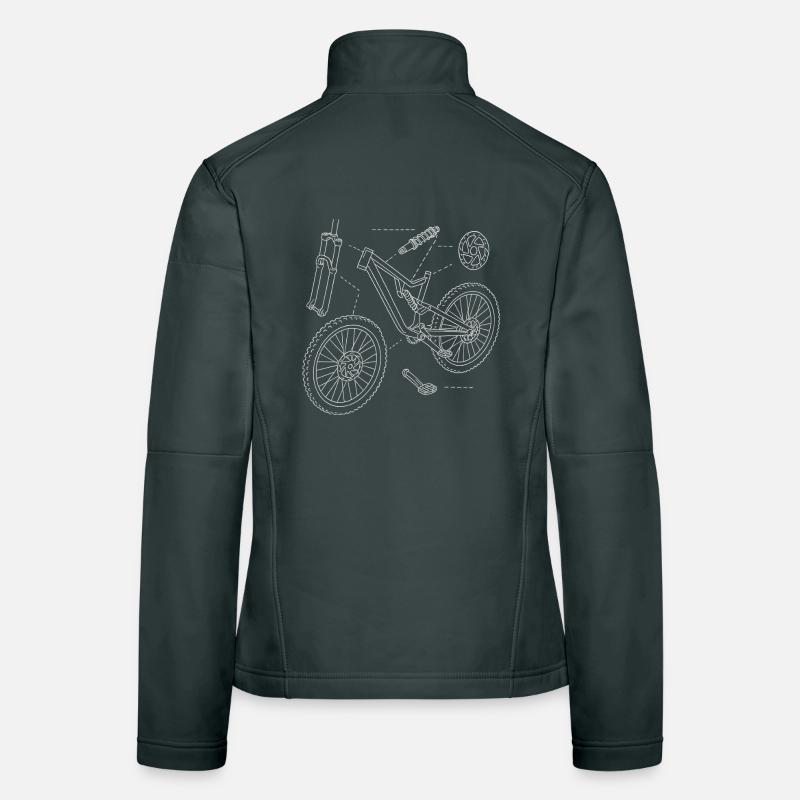 Dessin DH-Bike Exploded : Croquis de la technique VTT Veste en tissu softshell Femme