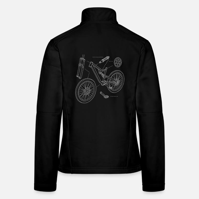 DH-Bike Exploded Drawing: MTB Technique Sketch Women's Softshell Jacket