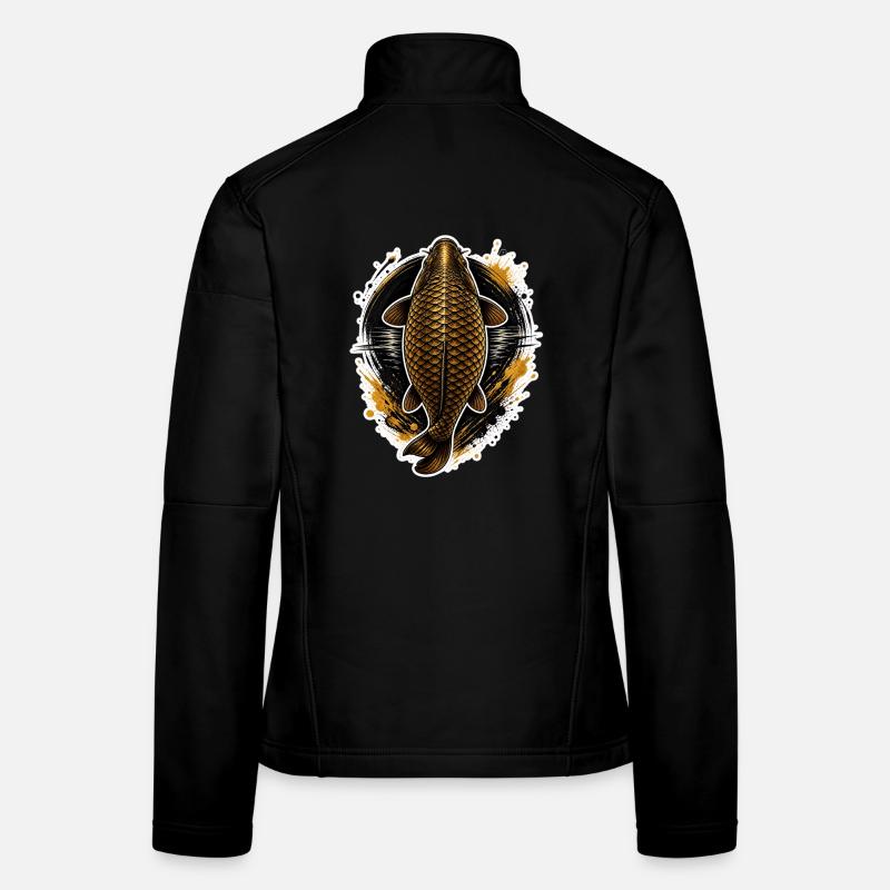 Golden Carp Top View Design de pêche premium Veste en tissu softshell Femme