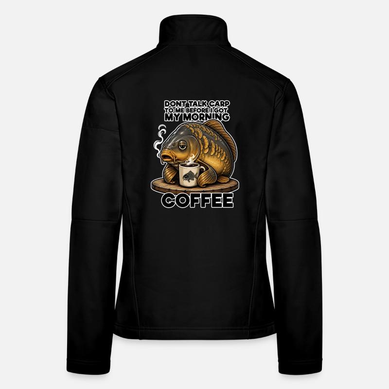 Funny Carp Coffee Fishing Design Women's Softshell Jacket