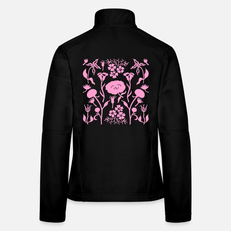 Fleurs botaniques flore symétrique l rose Veste en tissu softshell Femme