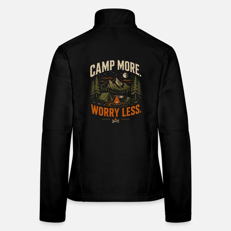 Campen Mehr, Sorgen Weniger - Frauen Softshelljacke - Schwarz