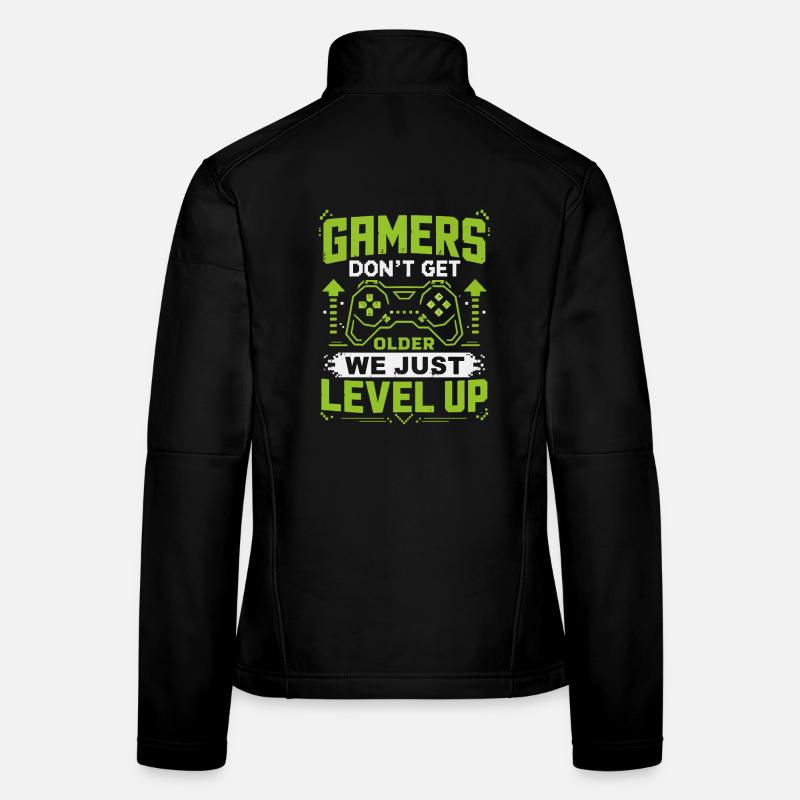 Gamer Spruch Level Up Neon Frauen Softshelljacke