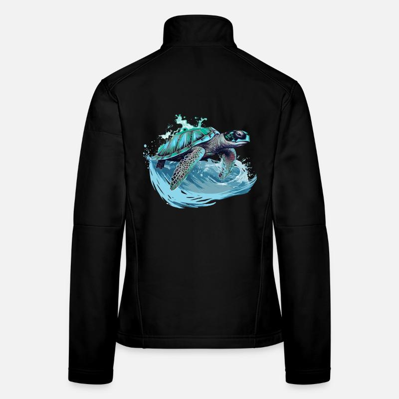 Danse des vagues de tortues néon Veste en tissu softshell Femme