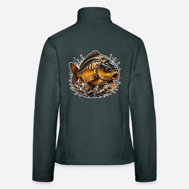 Spiegelkarpfen-Splash-Angel-Design Frauen Softshelljacke
