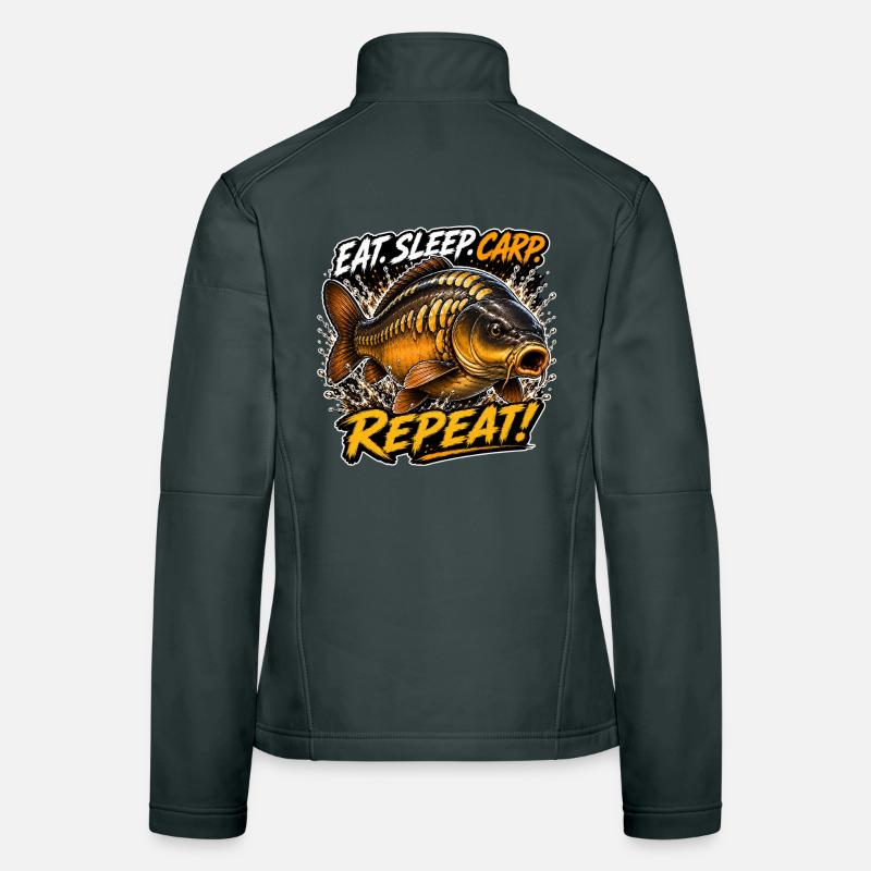 Eat Sleep Carp Repeat Mirror Carp Design Women's Softshell Jacket