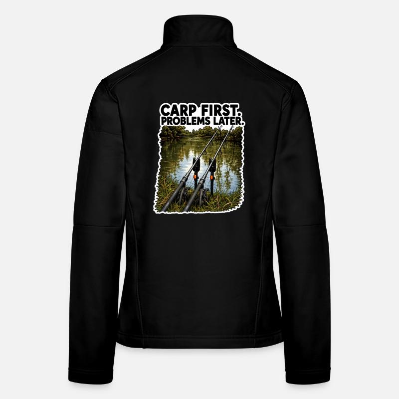 Carp First Problems Later Fishing Design - Women's Softshell Jacket - black