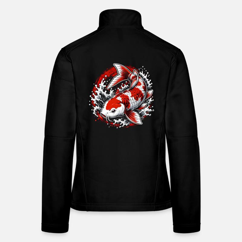 Conception artistique éclaboussée de carpe koi rouge blanc Veste en tissu softshell Femme