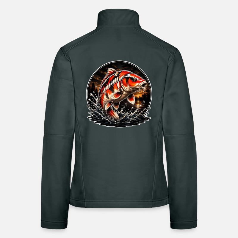 Red White Koi Splash Art Design Women's Softshell Jacket